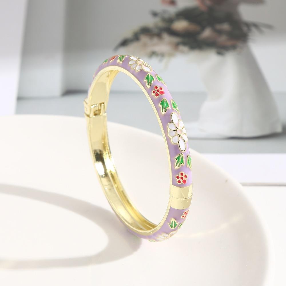 Zinc Zinc Alloy Material Enamel Bracelet Ethnic Floral Motifs Cloisonne Bracelet Gift Giving