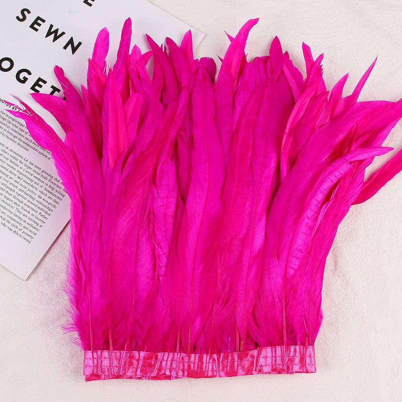 25-30cm Natural Rooster Feather Trim 1/2/5/10 Meter Fringe Ribbon for Carnival Costume Dress Sewing Party Decoration