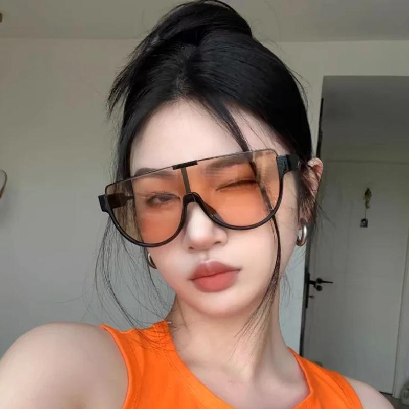 Модные Новые Ретро Оверсайз Солнцезащитные Очки Женские Цельная Оправа Очки Панк Стиль Уличная Фотография Очки