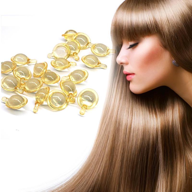 Капсулы с витаминами для волос Pro Keratin Complex Oil Smooth Silky Hair Serum Марокканское масло против выпадения волос Восстановление поврежденных