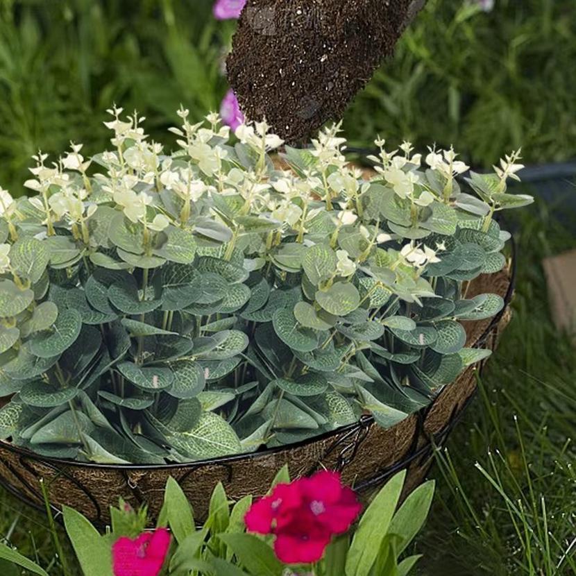 10 шт. Шелковые искусственные растения Лист эвкалипта Фестиваль Дом Улица Сад Арка Бонсай Защита от УФ Свадьба DIY Подарки Украшение