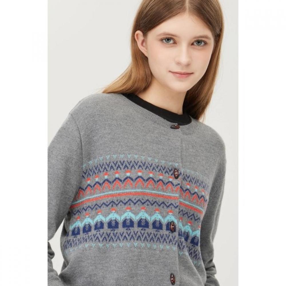 Нордический шерстяной кардиган с пуговицами-рожками Bakce3561