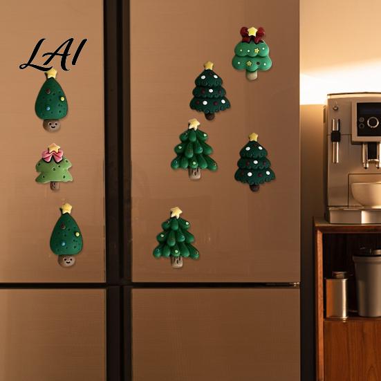 Holiday Fridge Decorations 7Pcs/Set Mini Christmas Tree Refrigerator Magnet Xmas Shape Decorative Magnetic Trees Magnet for Whiteboard Locker
