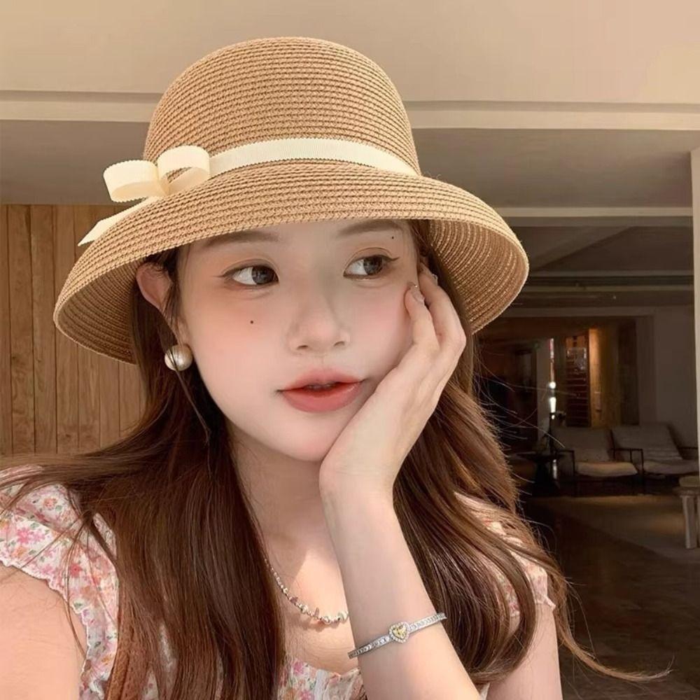 Пляжная плетеная кепка, французская шляпа-ведро, модная кепка с козырьком, для отдыха на природе