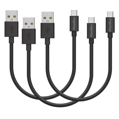 Лот 3 кабеля 20 см USB-C Черный для Honor X6 / Honor X7 / Honor X7a / Honor X8 / Honor X8a / Honor X9 / Honor X9a Phonillico®