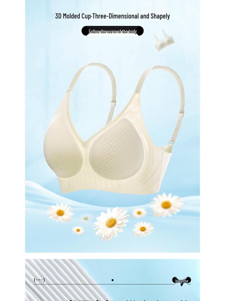 Women's Seamless Wire-Free Soft Support Bra for Small Chest with Anti-Sagging and Side Support.