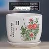 Simple White Ceramic Flower Pot with Base for Indoor Plants - Available in Large and Extra Large
