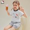 Летний костюм для девочек Hello Kitty, Милая детская футболка с коротким рукавом, Спортивные шорты для девочки, Летний комплект из двух предметов
