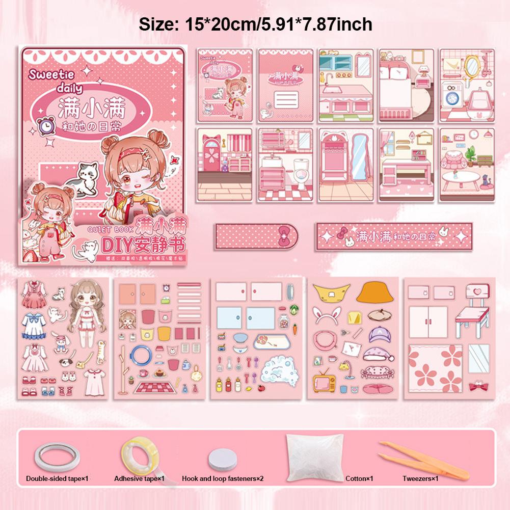 Детская книга-раскладушка для переодевания с куклой и интерактивными обучающими занятиями