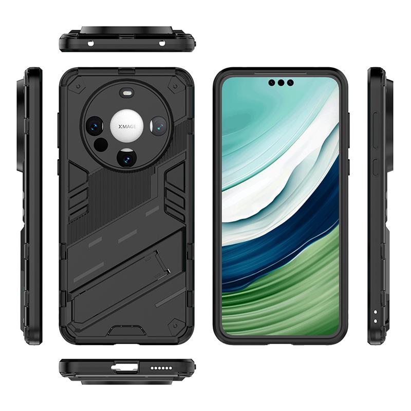 For Huawei Mate 60 50 50E 40 40E Pro Plus Punk Armor Shockproof Bumper Rugged Rubberized PC Fitted Kickstand Case Stand Holder Cover Shell