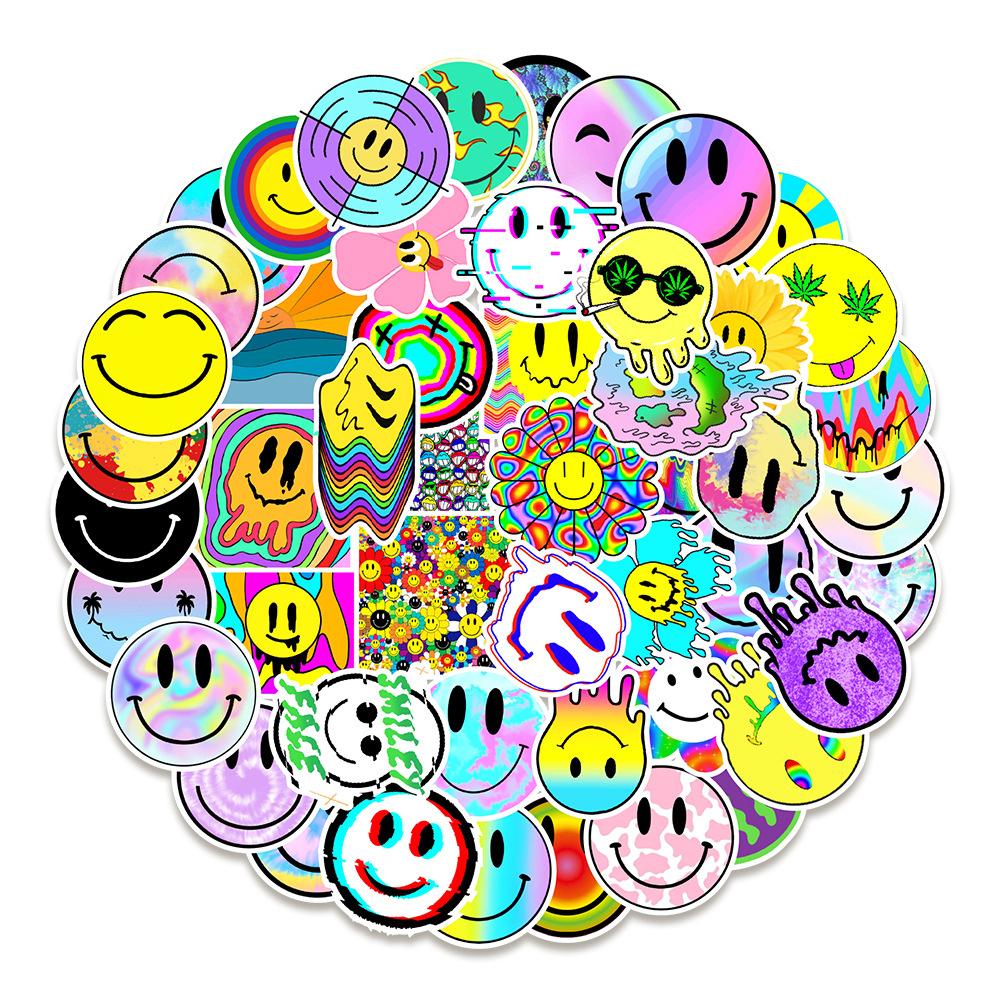 50 Smiling Faces Graffiti Stickers Car Suitcase Water Cup Computer Waterproof Stickers
