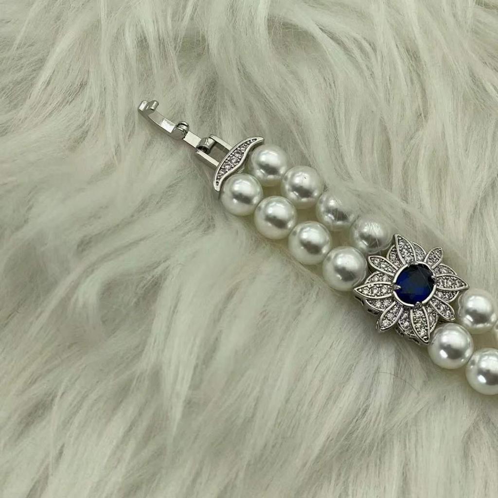 Браслет с аквамарином и жемчугом - Элегантный нишевый дизайн для женщин, Идеальный подарок на день рождения для лучшей подруги