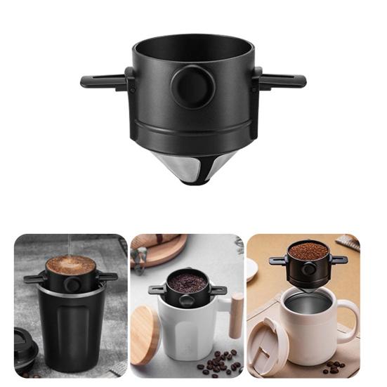 Кофеварка Yousheng Pour Over из нержавеющей стали с двухслойным фильтром Экологичный конический фильтр Легко очищаемый многоразовый фильтр для кофе