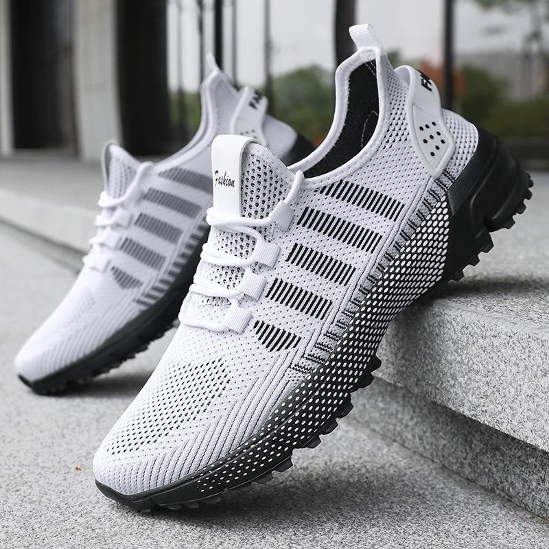 Men's Shoes Sports Shoes New Large Size Running Shoes Fly-woven Soft-soled Shoes Men's Shock-absorbing Breathable Casual Shoes