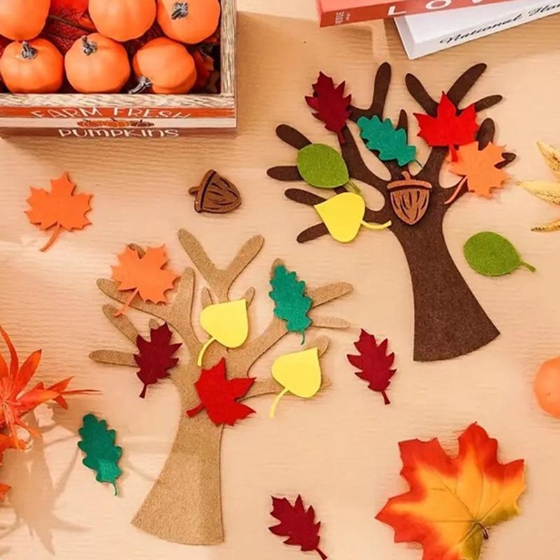96Pcs DIY Felt Tree Crafts Kit for Fall Thanksgiving Party Gifts Home Decoration Christmas Halloween Room Wall Decor Ornaments