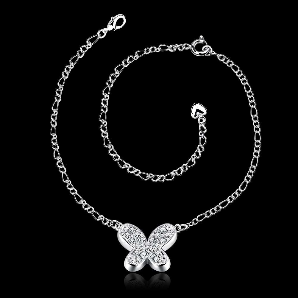 Lady Anklet Ankle Chain Zircon Inlaid Butterfly Shape Foot Ornaments Valentines Gift
