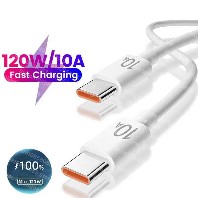 10A 120W сверхбыстрый зарядный USB-кабель типа C для iPhone 16 15 Huawei P60 P50 USB-кабель C для передачи данных шнур для Xiaomi Samsung Poco Redmi