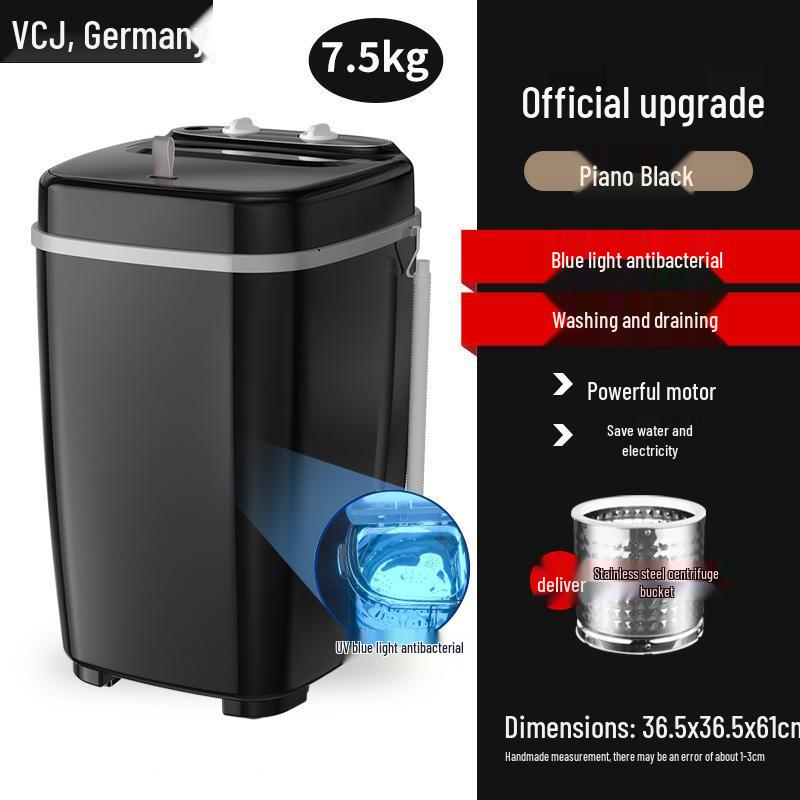 Компактная полуавтоматическая мини-стиральная машина с синим светом и функцией отжима