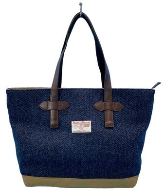 Et Harris Tweed x парафиновая парусиновая горизонтальная воловья кожаная сумка-тоут с застежкой-молнией [nature evoluer], в комплекте, (WG2422-НВХ)