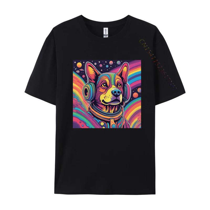 Unisex Clothes Space Dog Tshirt Cotton Fun Tees Shirt Unisexs Colorful 3D Printing Plus Size White T Shirt Unisex