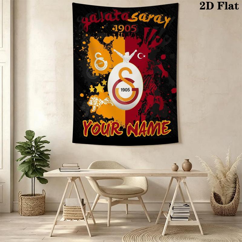 Custom Name Galatasaray Wall Tapestry Aesthetic Wall Hanging Printed Fabric Blanket Decorative Tapestries for Bedroom Living Room Home Decor