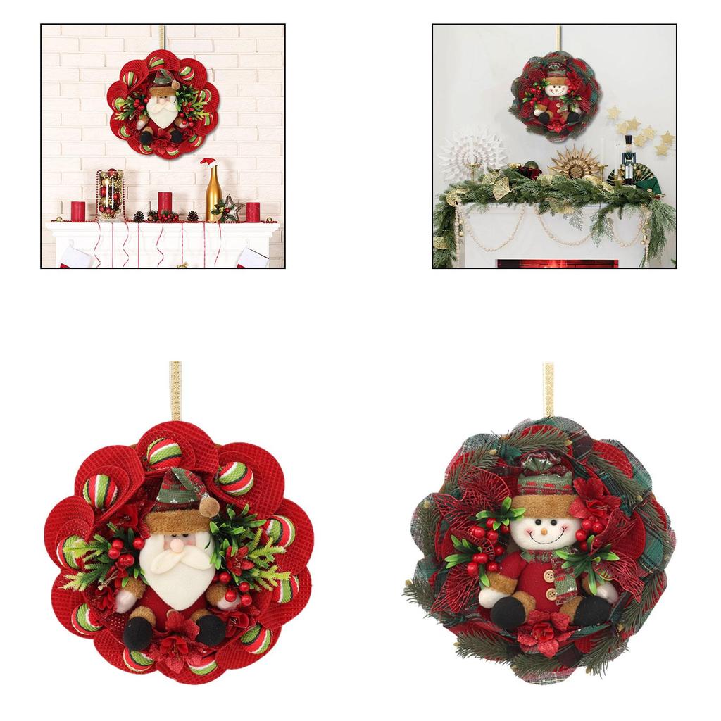 35cm Christmas Doll Wreath Garland for Patio Outdoor Decor Versatile Cute