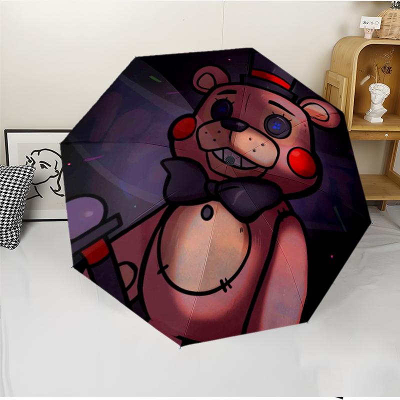 Freddy Bear Fashionable Automatic Opening/Closing Folding Umbrella. Portable and Foldable, Ideal for Gift, Travel, and Daily Use.