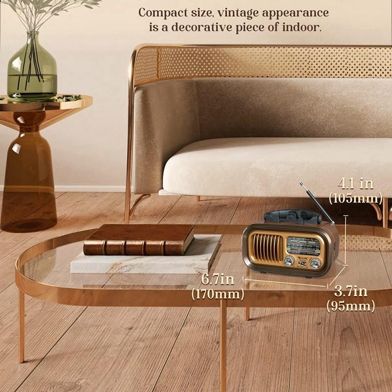 Classic Retro FM/AM/SW Radio Portable Full Band Radio Receiver Wireless Bluetooth Speaker MP3 Player Support USB/TF Card