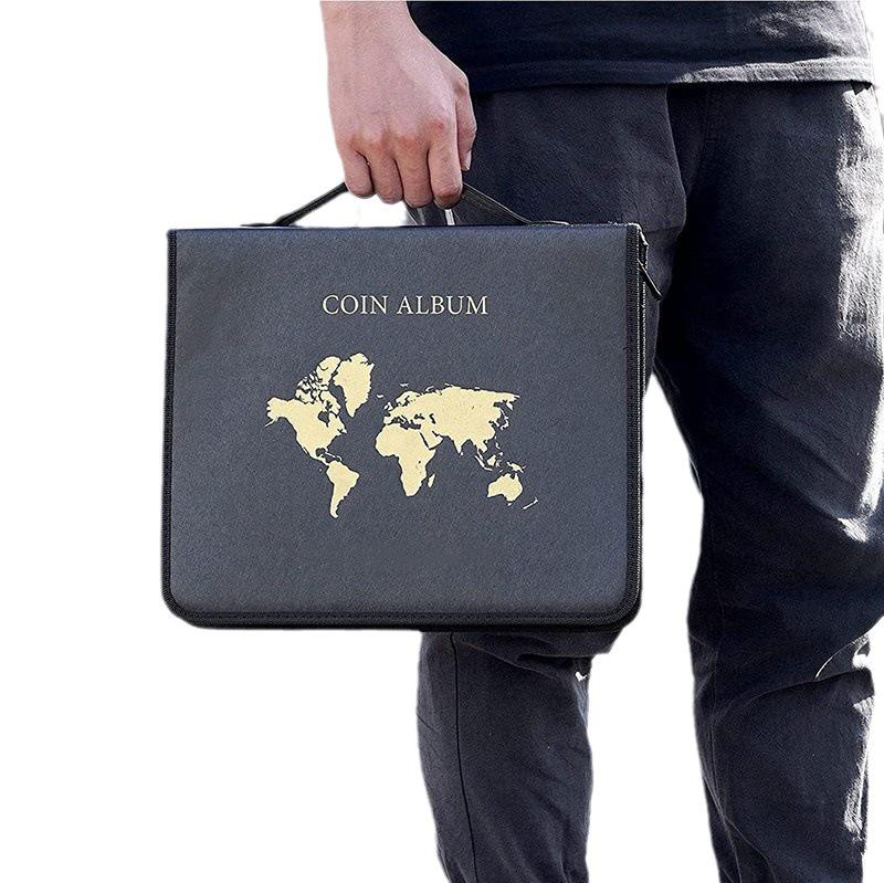 Альбом для коллекции монет большой вместимости: Папка-альбом на кольцах для коллекционирования древних и памятных монет с прозрачными страницами для банкнот.