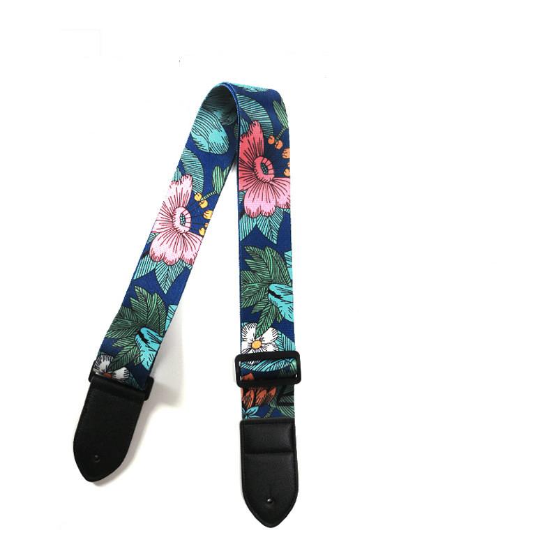 Регулируемый кожаный и тканевый гитарный ремень в этническом стиле с различными узорами для акустических и бас-гитар