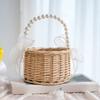 Wicker Rattan Basket Handmade Wedding Flower Basket with Faux Pearl Handle Flower Girls Basket for Home Decor Bridal Shower Picnic