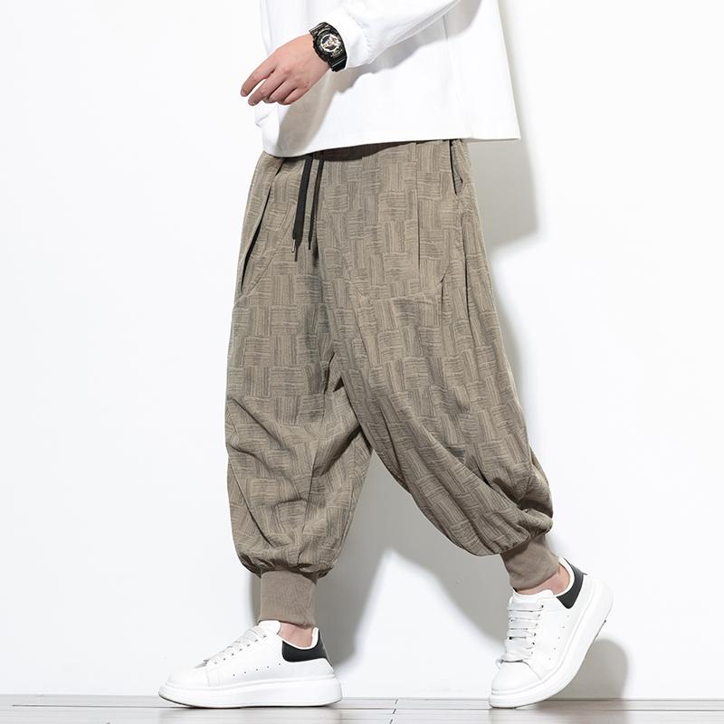 2025 Autumn Men Plaid Corduroy Pants Men Jogger Vintage Lantern Pants Y2K High Street Trousers Korean Loose Casual Sweatpants