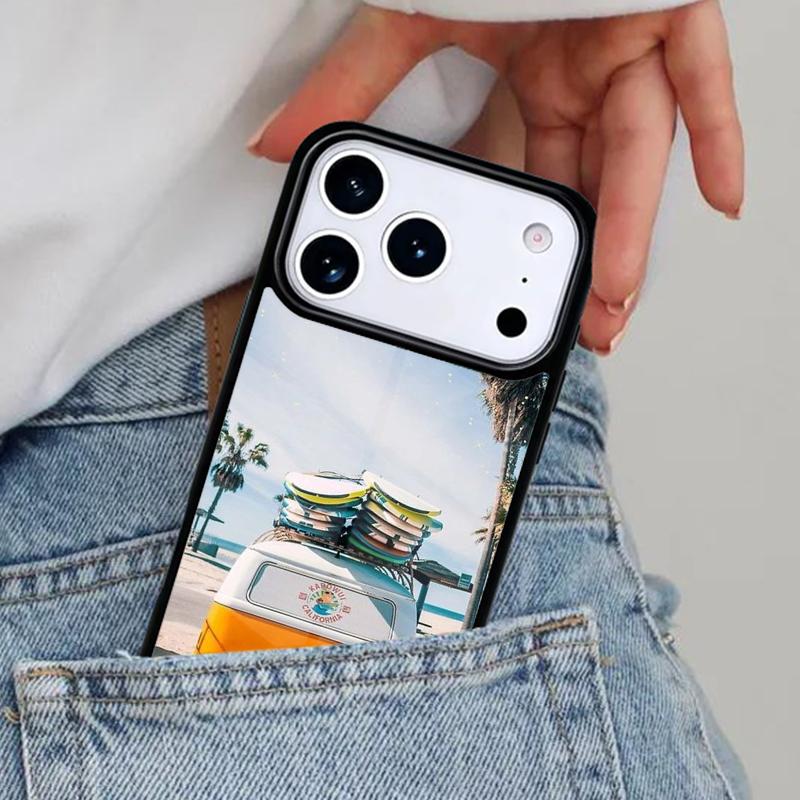 Combi Van Surf soft Phone Case for iPhone 16e 15 14 13 12 17 Pro Max Plus Air 17pro Cover Coque