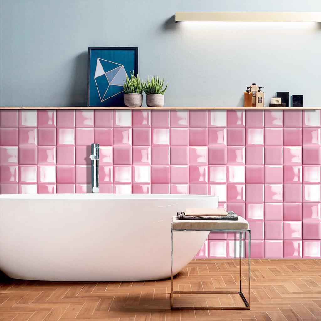 10 шт. Роскошные розовые наклейки на стену под кирпич, Имитация кирпича, Украшение для спальни, Водонепроницаемые самоклеящиеся обои для плитки, Декор для кухонного шкафа
