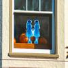 Yousheng Halloween Wall Sticker Glow-in-the-Dark Creepy Twin Girl Sticker Self Adhesive Scary Movie Window Sticker for Bathroom Horror Themed Parties