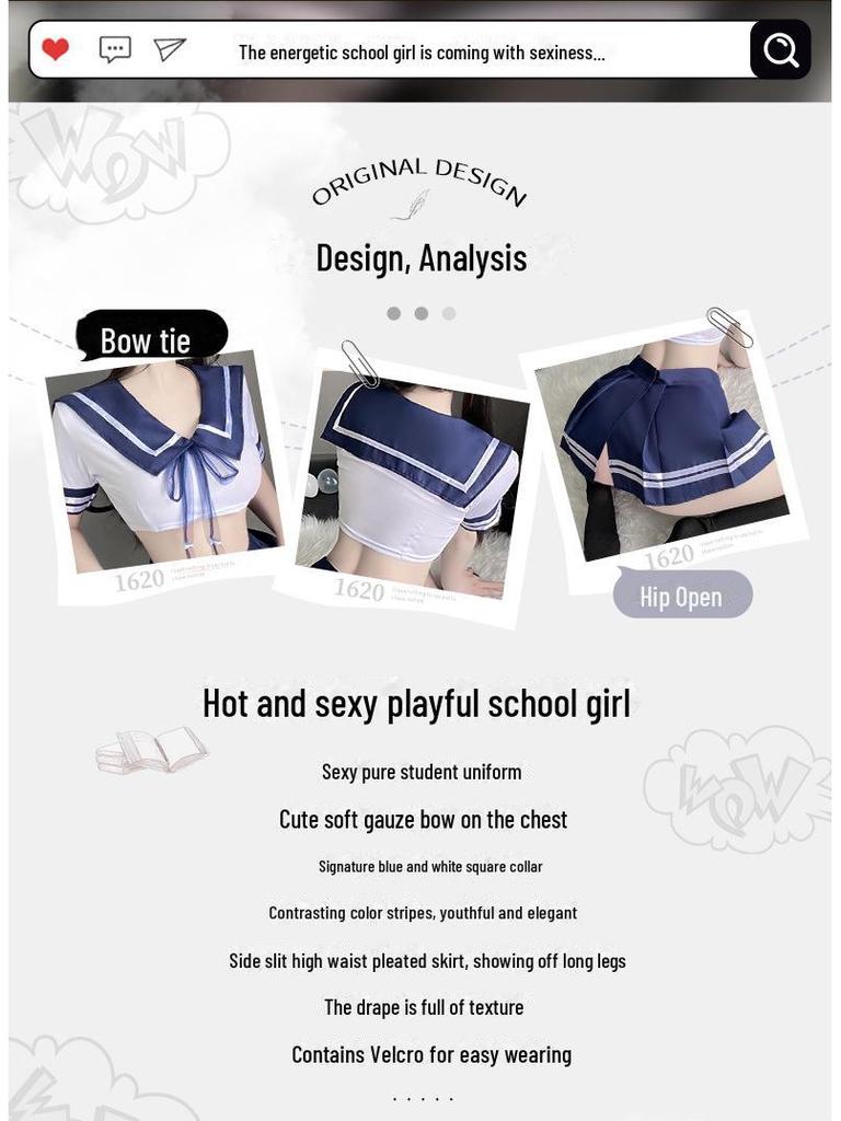 Manyan Сексуальный JK Униформа Костюм: Юбка-плиссе с короткими рукавами и разрезом, с бантом