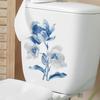 Наклейка на унитаз с синим цветком, съемная самоклеящаяся водонепроницаемая наклейка из ПВХ для гостиной, ванной комнаты, стены искусства, украшение для крышки унитаза с цветочным принтом