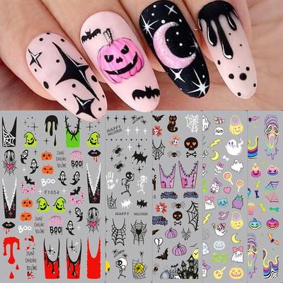 Новые 5 листов наклеек для нейл-арта на Хэллоуин для украшения и DIY маникюра