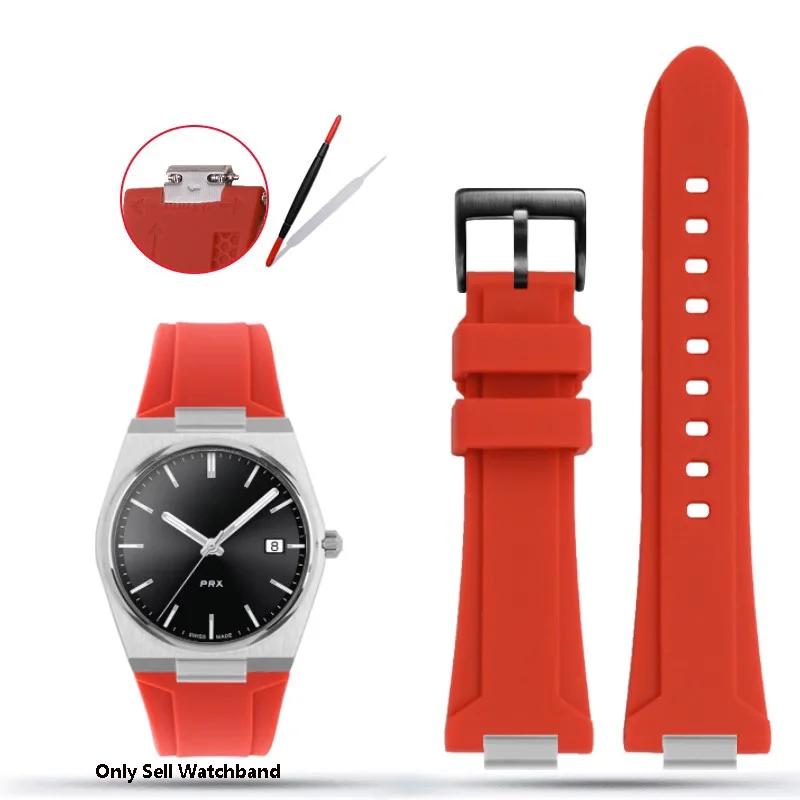 Silicone Rubber Watchband For TISSOT PRX Watchband T137.407/T137.410 Series Super Player Men Wrist Strap 26x12mm Convex End