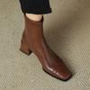 Microfiber Vintage Autumn Winter Shoes Modern Boots Med Heels Square Toe Keep Warm Size 43 Elastic Ankle Boots