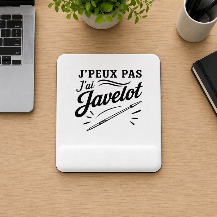 Tapis de souris - PLANETEE - J'peux pas Javelot (minimaliste) - 22×18 cm - Repose‑poignet mousse - Impression par sublimation