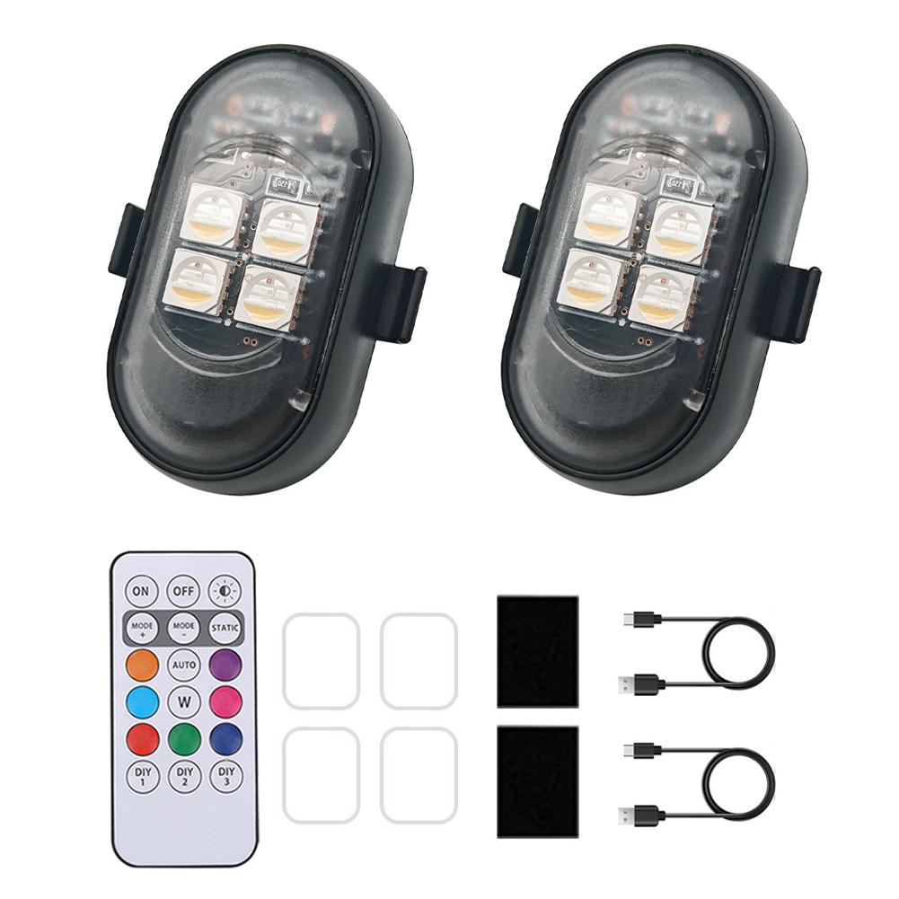 Беспроводные светодиодные стробоскопы для автомобиля, мотоцикла, 8 цветов, перезаряжаемый предупреждающий свет, декор, атмосфера, противоударные, 4 светодиода