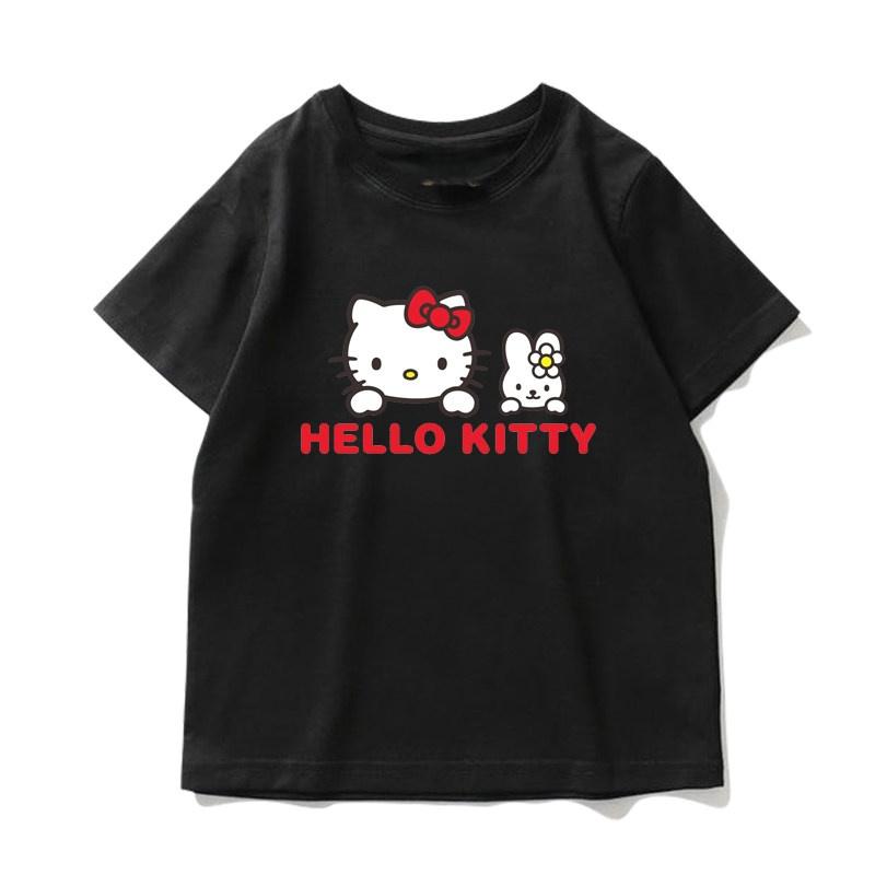 2026 новая футболка Hello Kitty из мягкого хлопка с коротким рукавом и круглым вырезом, милый принт, легкий летний топ для женщин, повседневная одежда