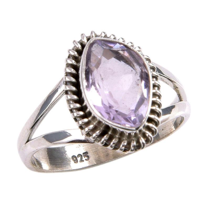 Натуральный розовый аметист драгоценный камень ручной работы 925 стерлинговое серебро ювелирное кольцо S.7 Y2K28