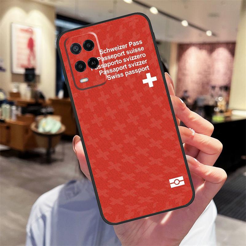 Switzerland Swiss Flag Case For Oppo A94 A74 A54 A18 A38 A58 A78 A98 A40 A60 A80 A16 A76 A96 A15 A17 A77 A57S Cover