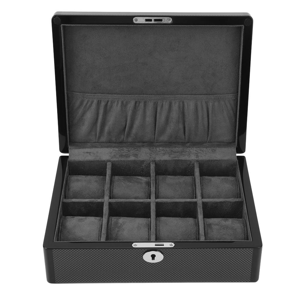 Часовой футляр черного цвета с 8 отделениями, запирающейся бархатной подкладкой, универсальный органайзер для часов
