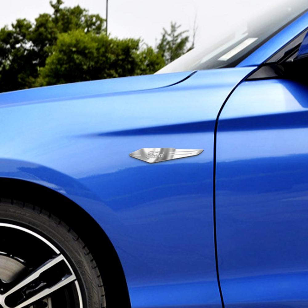 2pcs 3D Metal Car Body Side Fender Emblem Stickers Badge Decal For Ford Fiesta Mondeo Focus Ranger Kuga Mustang Auto Accessories