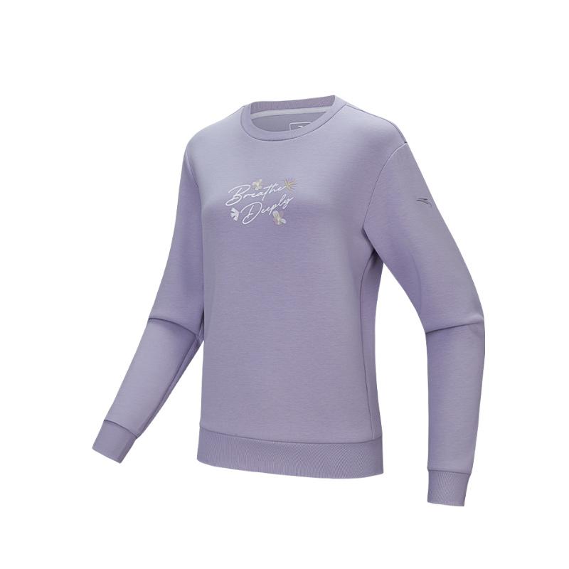 Anta Comfortable Breathable Versatile Casual Sweatshirt Women Tops Purple-Smoke 162517718S-4