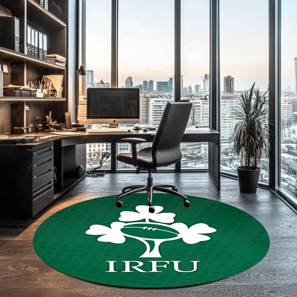 Ireland Rugby Printed Round Rug Carpet Chair Rug Area Rug Entryway Doormats,for Office Chair Living Room Bedroom Kitchen Room.