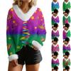 Women's Fashion And Casual Sweater Casual Long Sleeve Knit Pullover Carnival Top